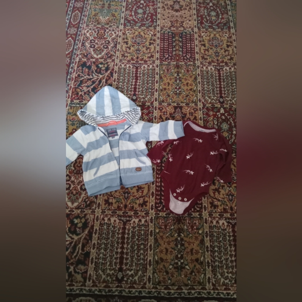 Striped Hoodie and Dinosaur Onesie Set
